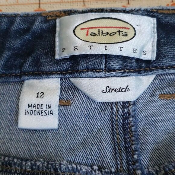 Talbots Jeans Womens sz 12 Petite Stretch Denim Barrel Leg Crop Medium Wash - Picture 5 of 7
